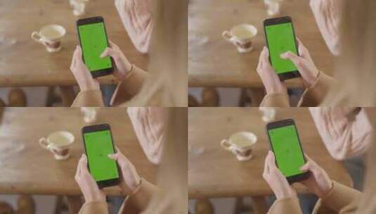 4K绿幕抠像抠图玩手机模特绿屏跟踪高清在线视频素材下载