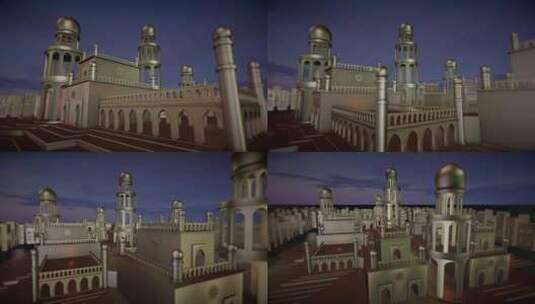 城市之巅的清真寺高清在线视频素材下载