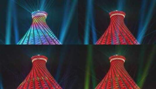 广州塔国际灯光节夜景灯光秀延时高清在线视频素材下载