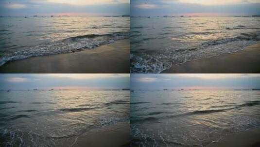 海南三亚椰梦长廊傍晚沙滩夕阳海浪高清在线视频素材下载