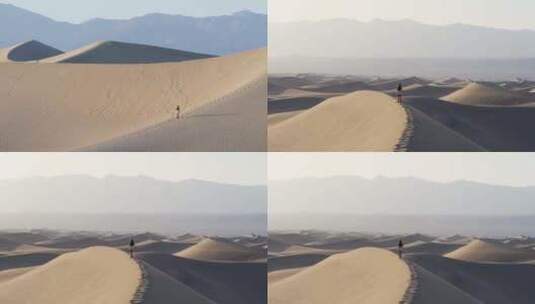 沙漠徒步旅行探险脚步背包客登顶奋斗高清在线视频素材下载
