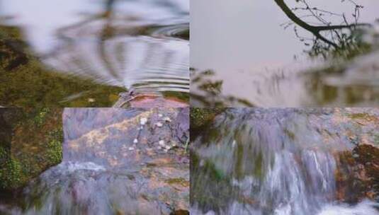 小溪流水水中倒影特写风景视频素材高清在线视频素材下载