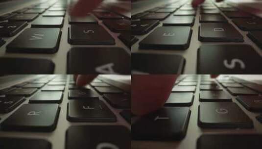 特写手指在笔记本电脑的键盘上打字_4K高清在线视频素材下载