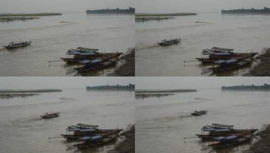 蒲甘伊洛瓦底江的旅游和渔船高清在线视频素材下载