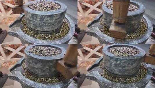 石磨磨五谷杂粮高清在线视频素材下载