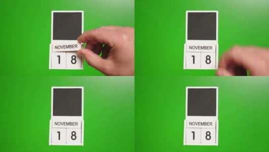 11.绿色背景上日期为11月18日的日历高清在线视频素材下载