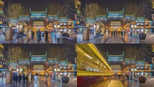 北京前门大街正阳桥夜景延时4K高清在线视频素材下载
