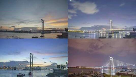 福建泉州晋江大桥日转夜延时高清在线视频素材下载