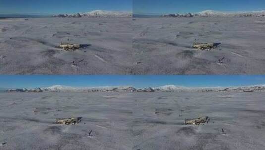 冰岛北极圈维克小镇飞机残骸网红景点航拍高清在线视频素材下载