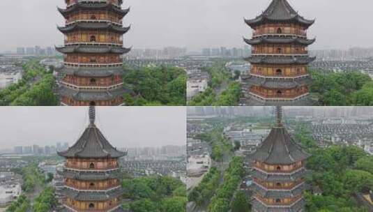 苏州报恩寺塔北寺塔中式建筑航拍高清在线视频素材下载