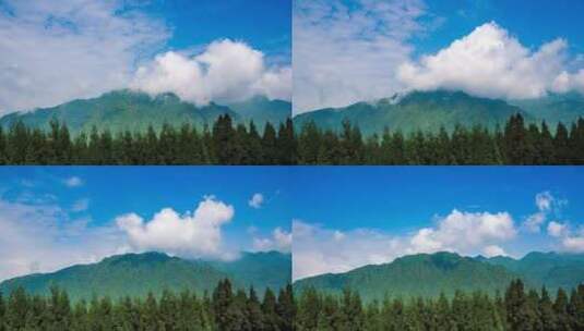 大山野外森林蓝天白云延时高清在线视频素材下载