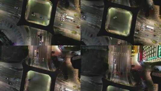 航拍广东中山夜景富华道中山一路天桥高清在线视频素材下载
