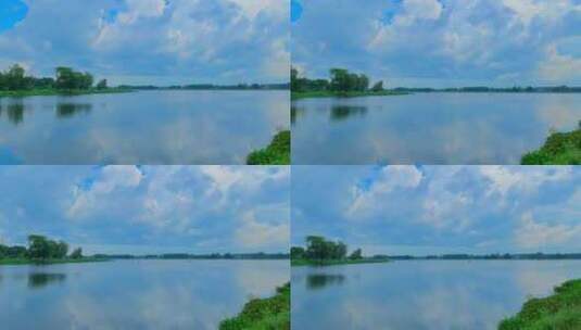 湖上美丽的白云高清在线视频素材下载