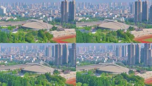 江苏省徐州市体育中心航拍泉山区城市地标高清在线视频素材下载