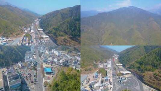 安徽省黄山风景区汤口镇大山航拍延时摄影风高清在线视频素材下载