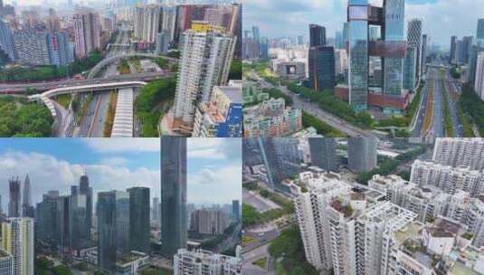 深圳市南山区航拍高楼大厦车流城市交通摩天高清在线视频素材下载