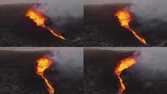 近距离观察雷克雅内斯半岛戏剧性火山喷发的高清在线视频素材下载