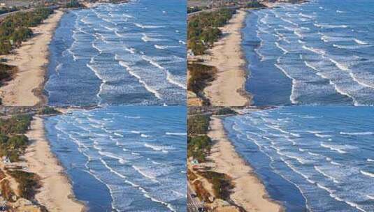 沿海公路边海浪翻涌的美丽海景高清在线视频素材下载