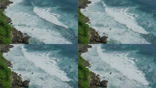 海岸边海浪拍打岩石景观高清在线视频素材下载