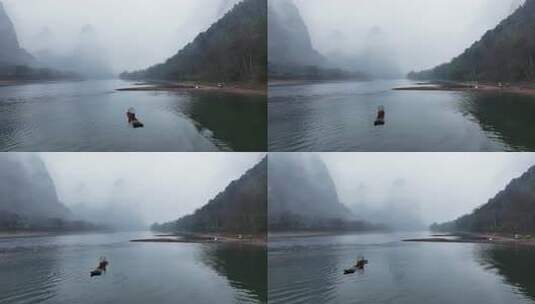 烟雨漓江航拍高清在线视频素材下载