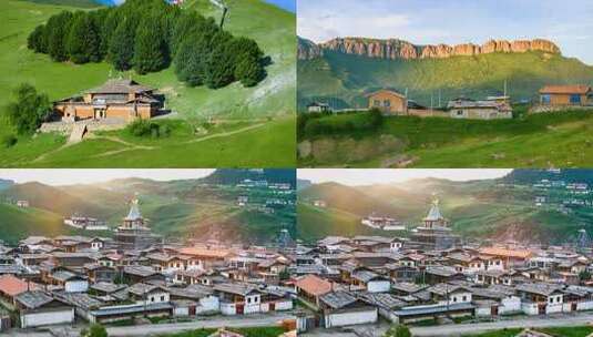 合集郎木寺风光 四川青海交界藏区寺院风光高清在线视频素材下载