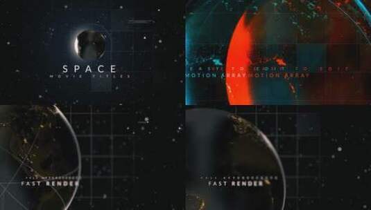 空间宇宙地球电影标题片头展示AE模板高清AE视频素材下载