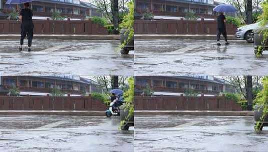 雨天女子乱穿马路高清在线视频素材下载