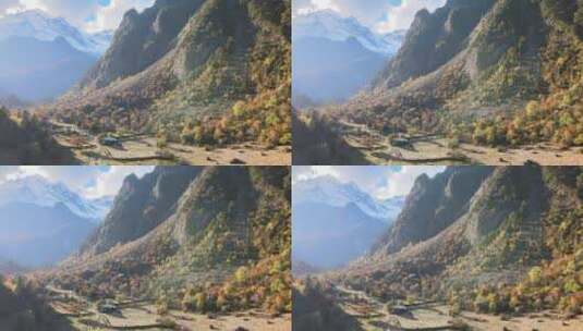 藏区仙境梅里雪山森林航拍高清4k素材高清在线视频素材下载