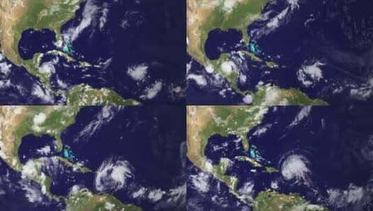 飓风艾琳穿越加勒比海时的天气预报地图高清在线视频素材下载