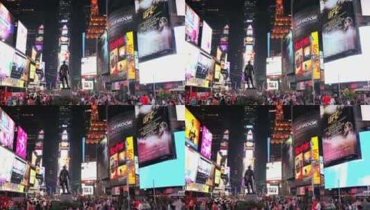 时代广场的夜晚灯火通明高清在线视频素材下载