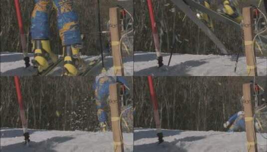 滑雪者开始下坡滑行高清在线视频素材下载