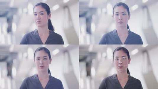 实验室女性面部特写高清在线视频素材下载