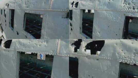 飞机残骸特写镜头高清在线视频素材下载