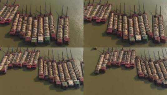 航拍 长江 洞庭湖 水运 货运 大船高清在线视频素材下载