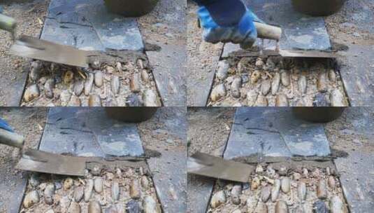 实拍工地水泥工人工作高清在线视频素材下载