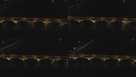 4K航拍湖南长沙橘子洲大桥夜景灯光高清在线视频素材下载
