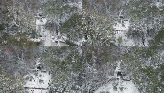 航拍南方森林冬天雪景高清在线视频素材下载