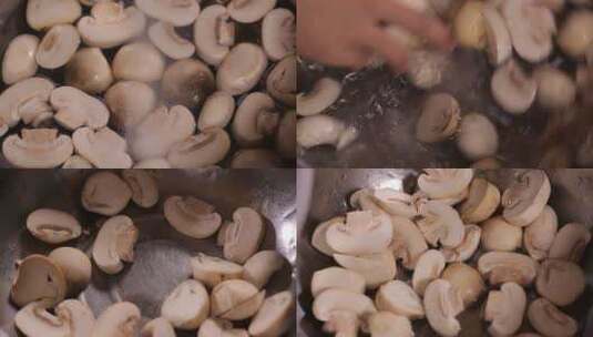【镜头合集】不锈钢水盆清洗口蘑草菇高清在线视频素材下载