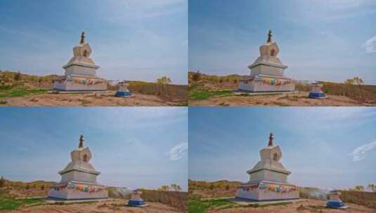 中国西部甘肃省武威市藏族佛教白塔高清在线视频素材下载