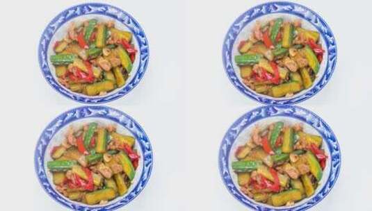 家常菜品黄瓜炒肉4k视频高清在线视频素材下载