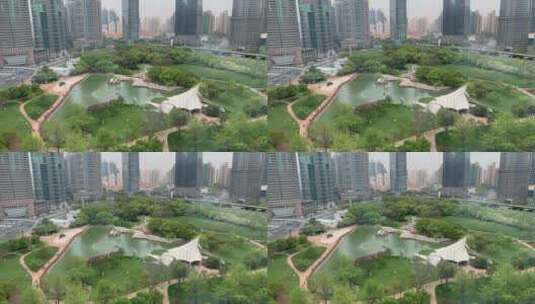上海浦东中心绿地公园高清在线视频素材下载
