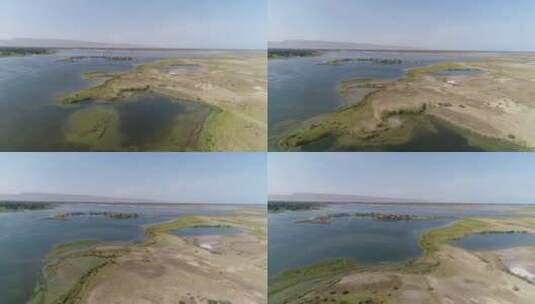新疆阿克苏皇宫湖景区航拍高清在线视频素材下载