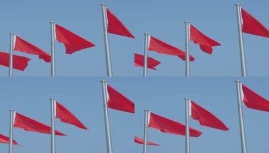 飘扬的红旗旗帜旗杆红色旗子高清在线视频素材下载