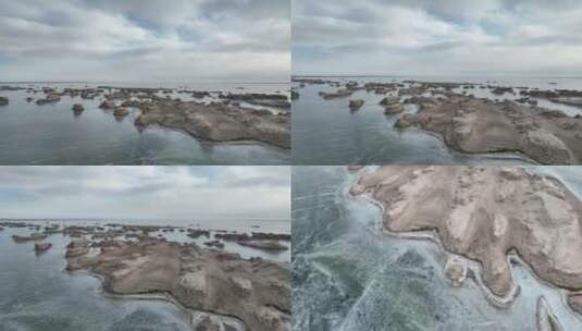 航拍青海海西柴达木乌素特水上雅丹冬季4K御高清在线视频素材下载