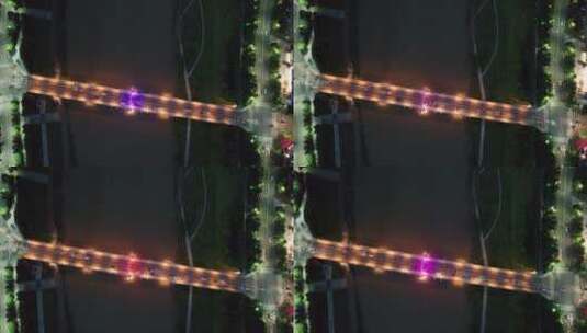 航拍衡阳蒸水雅士林大桥夜景高清在线视频素材下载