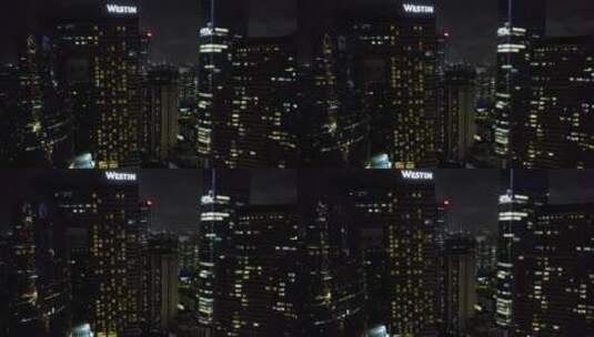 广州天河珠江新城航拍写字楼住宅夜景高清在线视频素材下载