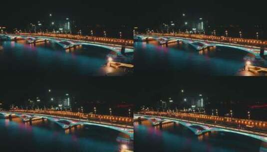 城市航拍广西桂林解放大桥航拍夜景高清在线视频素材下载