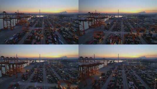 厦门航拍厦门港码头夜景高清在线视频素材下载