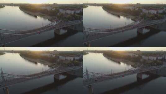 跨河大桥交通航拍高清在线视频素材下载