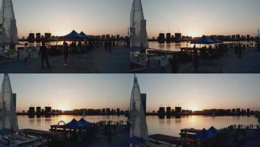 西安浐灞后海航拍4k高清在线视频素材下载